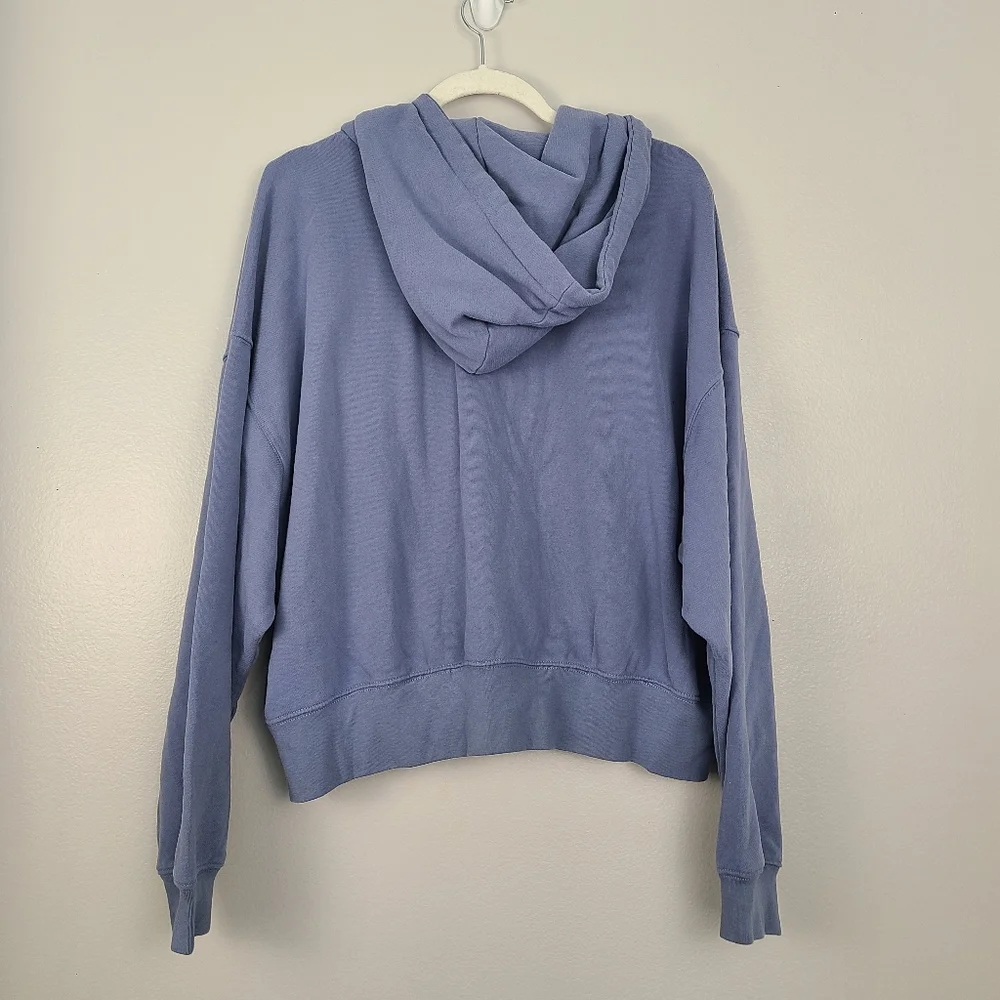 American Eagle Blue-ish Purple-ish (Periwinkle) Cropped Batwing Zip Up Hoodie XL - Picture 6 of 6